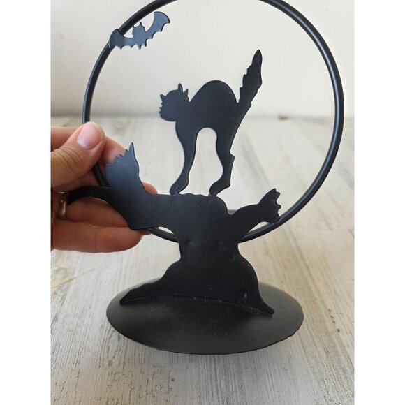Joelson metal cat tree candle holder votive of Halloween decor - Picture 2 of 7
